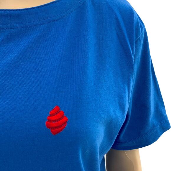 VINTAGE Crystal Kobe LARGE Blue Dolphin Sea Seashell Embroidered Tee Shirt - Picture 4 of 5